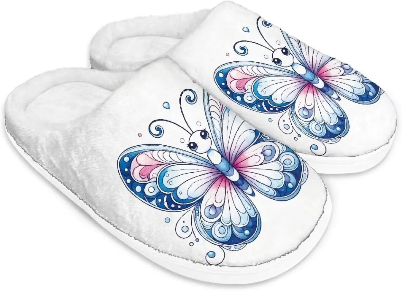 Womens Slippers Flannel Fuzzy Slippers Winter Non Slip Plush Soft Cotton Shoes Indoor Outdoor Warm House Shoes US 3-13