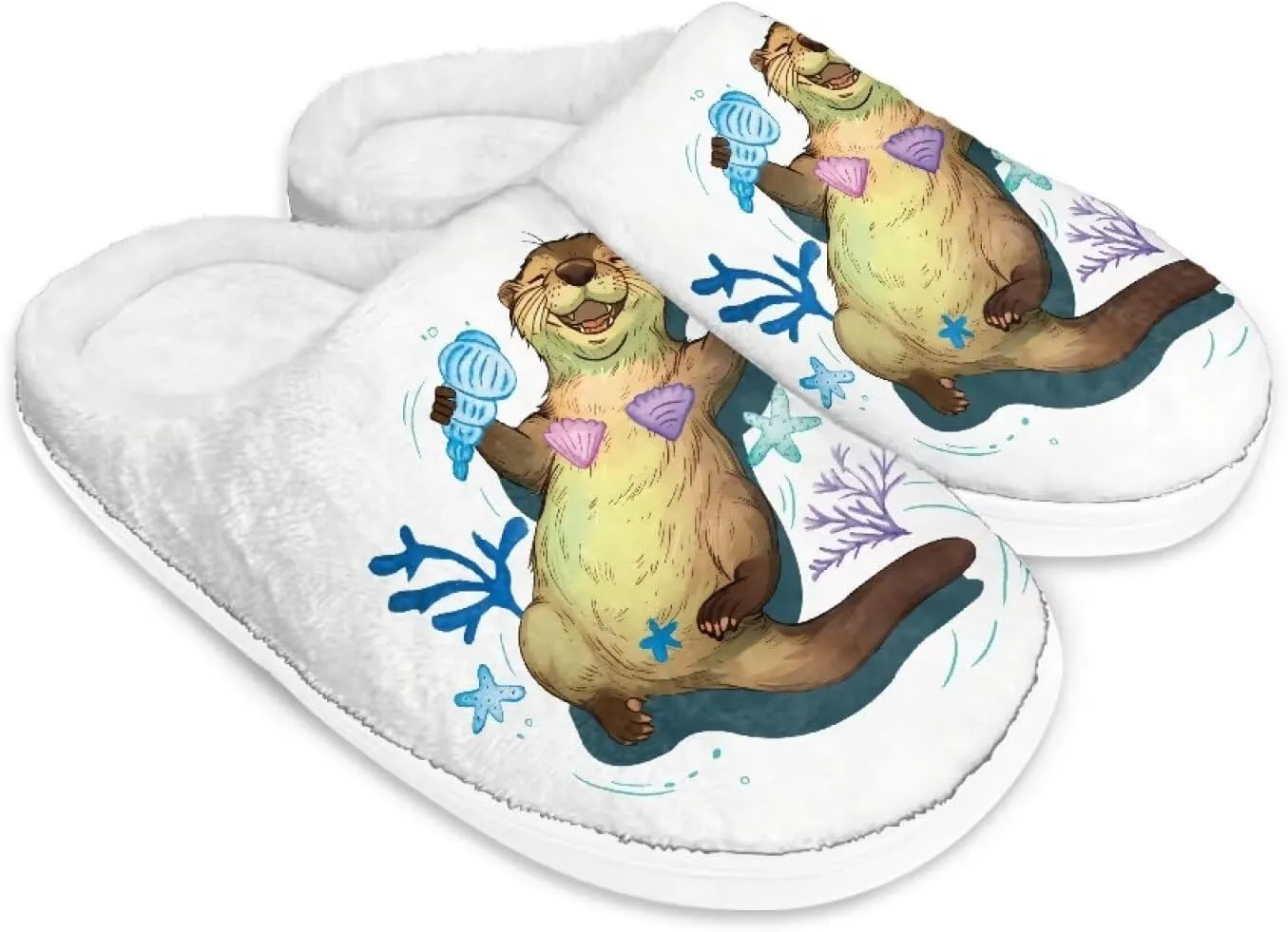 Womens Slippers Flannel Fuzzy Slippers Winter Non Slip Plush Soft Cotton Shoes Indoor Outdoor Warm House Shoes US 3-13