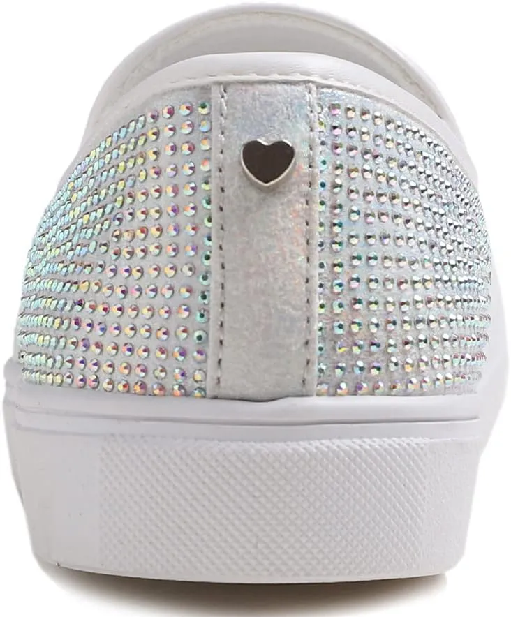 Women's Sparkle Rhinestone Jeweled Loafer Flats Embellished Shiny Party Wedding Bridal Dress Sneakers