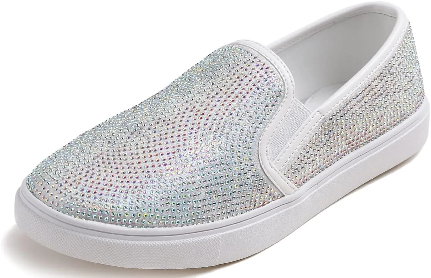 Women's Sparkle Rhinestone Jeweled Loafer Flats Embellished Shiny Party Wedding Bridal Dress Sneakers