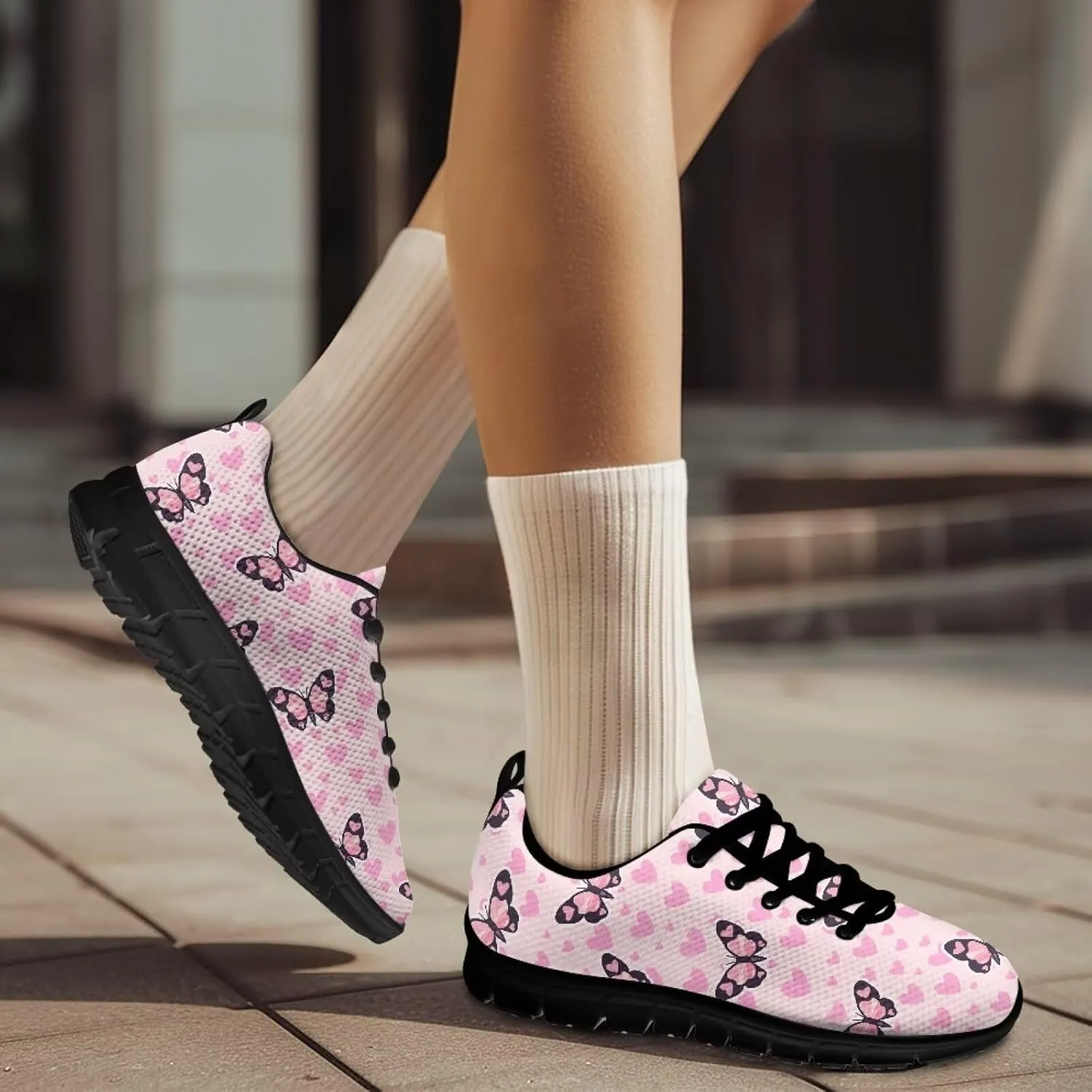 Women's Supportive Running Workout Shoes Low Top Casual Shoes Breathable Outdoor Travel Shoes for Wslking Size 5-12 Black Sole