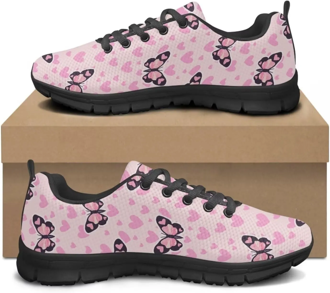 Women's Supportive Running Workout Shoes Low Top Casual Shoes Breathable Outdoor Travel Shoes for Wslking Size 5-12 Black Sole
