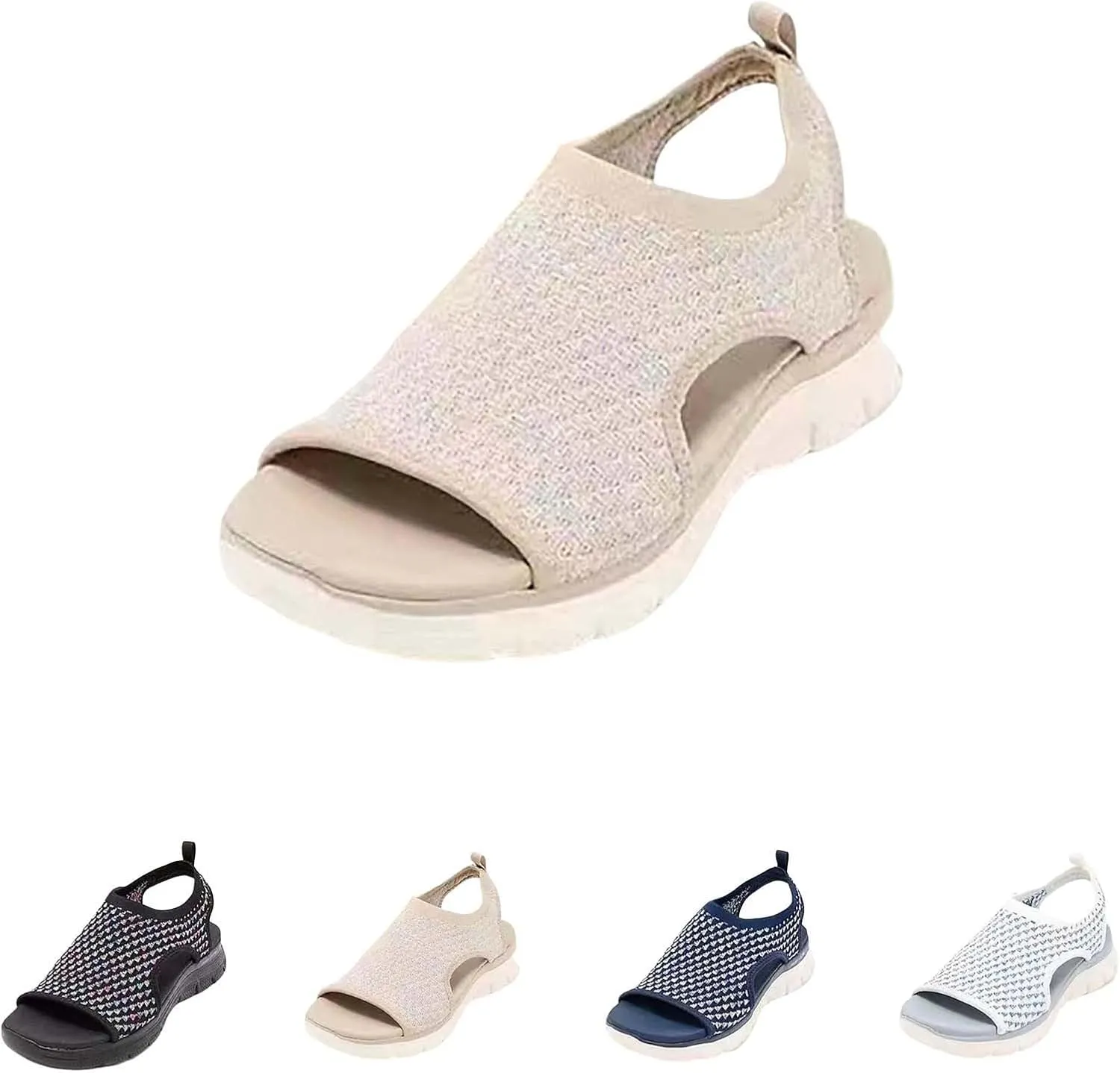Womens Walking Sandals Comfortable Arch Support Orthopedic Platform Silde Open Toe Sport Shoes for Summer Beach
