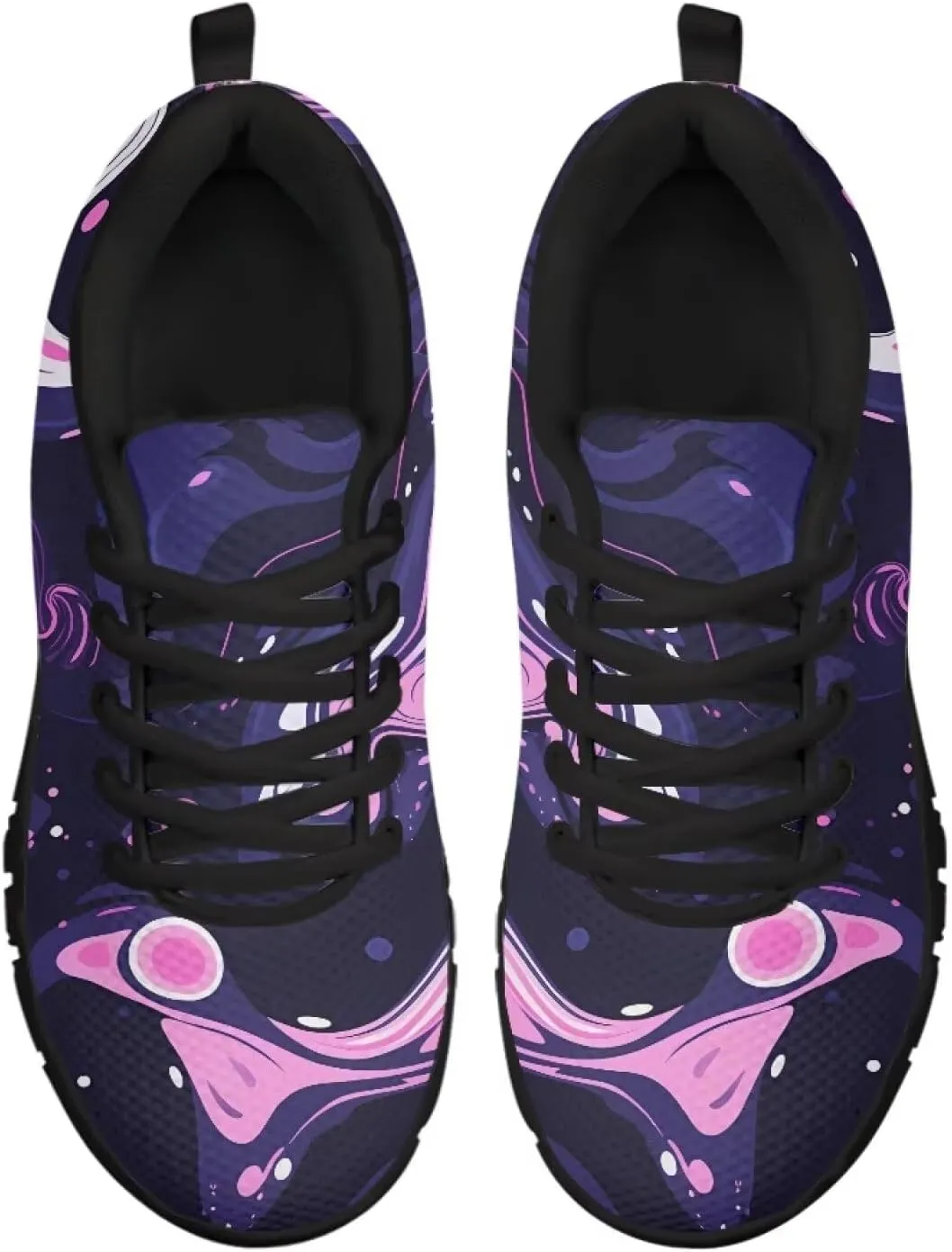Womens Walking Shoes Non Slip Gym Workout Sneakers Popular Lace-Up Lightweight Comfort Cushion Shoes for Outdoor Size 5-12 Black Sole