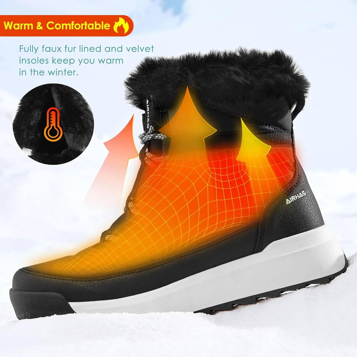 Women's Warm Snow Boots Cold Weather Winter Boots Fur Lined Comfortable Lightweight