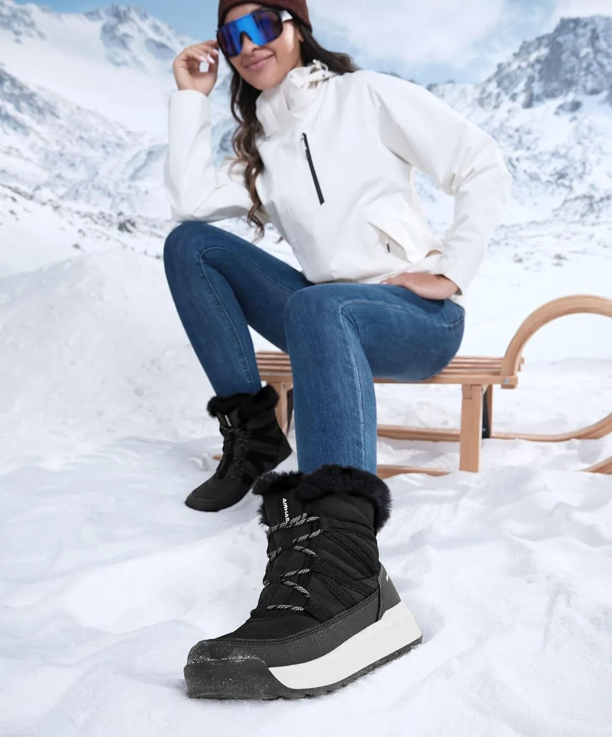 Women's Warm Snow Boots Cold Weather Winter Boots Fur Lined Comfortable Lightweight