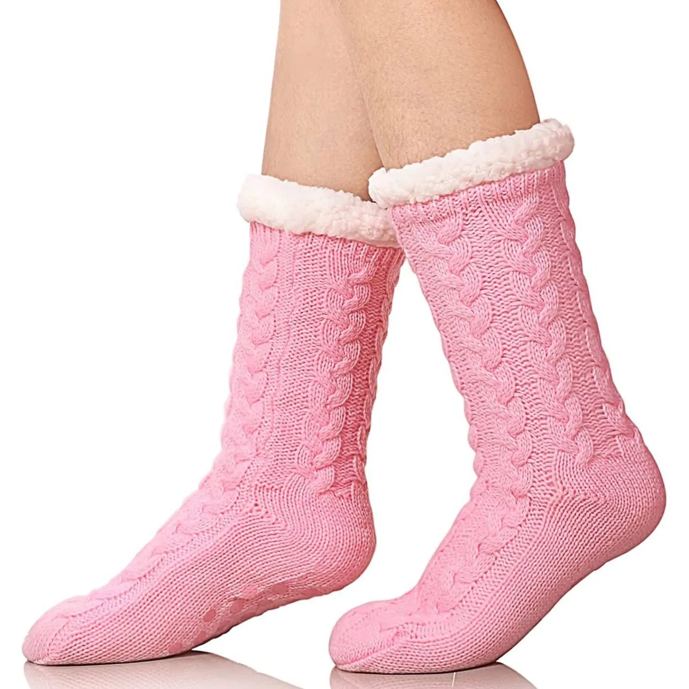 Women's Winter Super Soft Warm Cozy Fuzzy Fleece-Lined with Grippers Slipper Socks