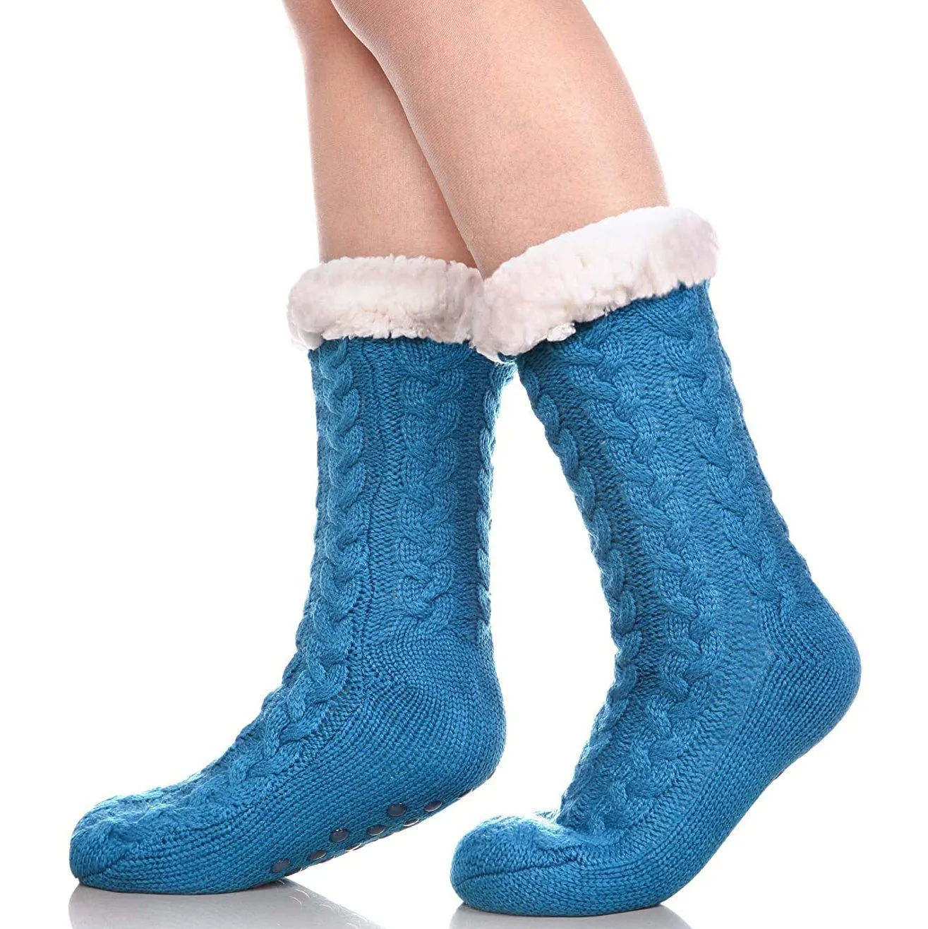 Women's Winter Super Soft Warm Cozy Fuzzy Fleece-Lined with Grippers Slipper Socks