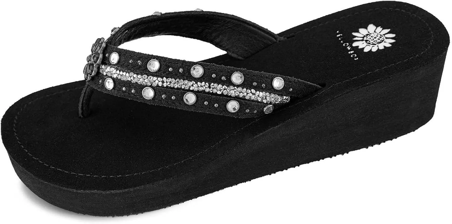 Yellow Box Women's Terell Wedge Sandal, Round Toe, Medium-High 2 Inch Heel, 0.75 Inch Platform Comfortable Flip-Flop