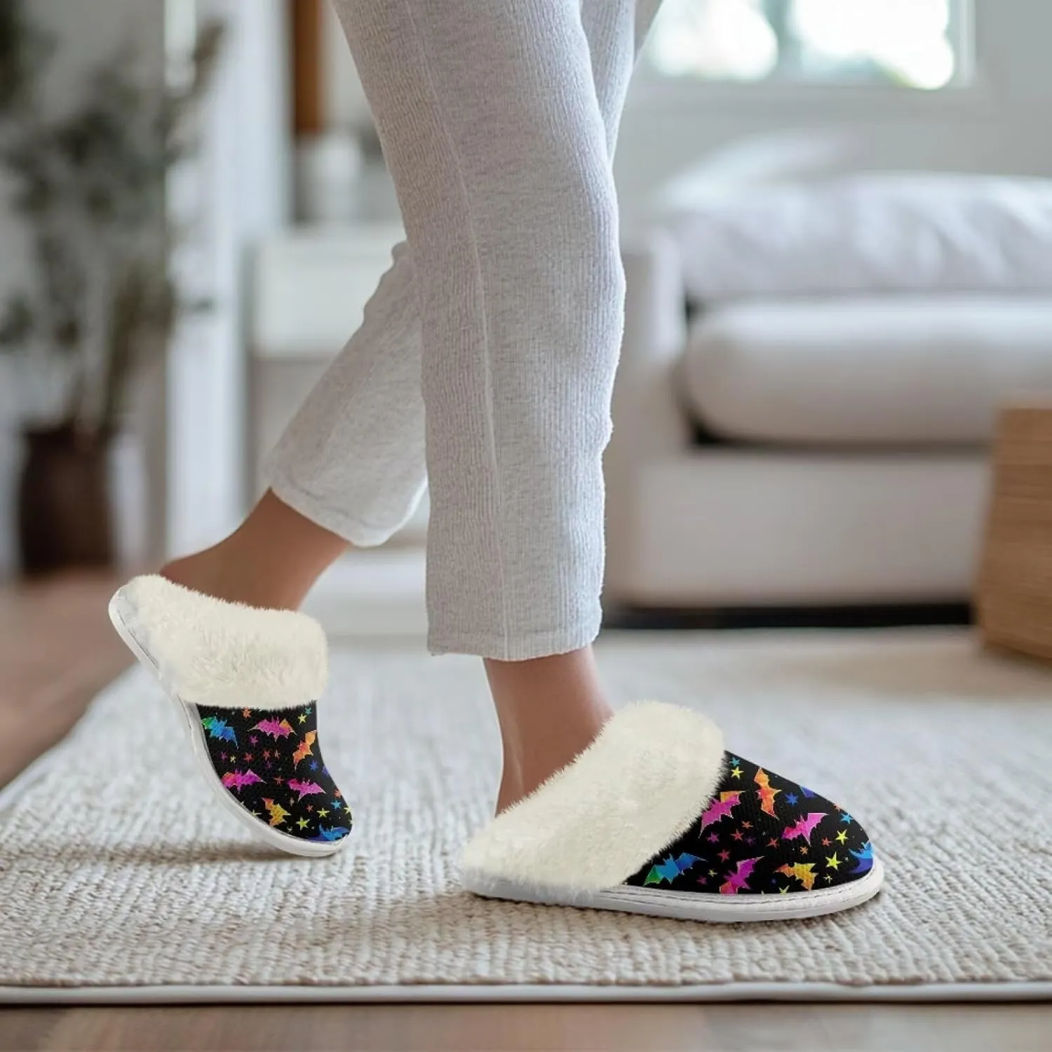 YEXIATODO Fuzzy Slippers Women Men Indoor and Outdoor House Shoes Memory Foam Slippers with Fur Edges