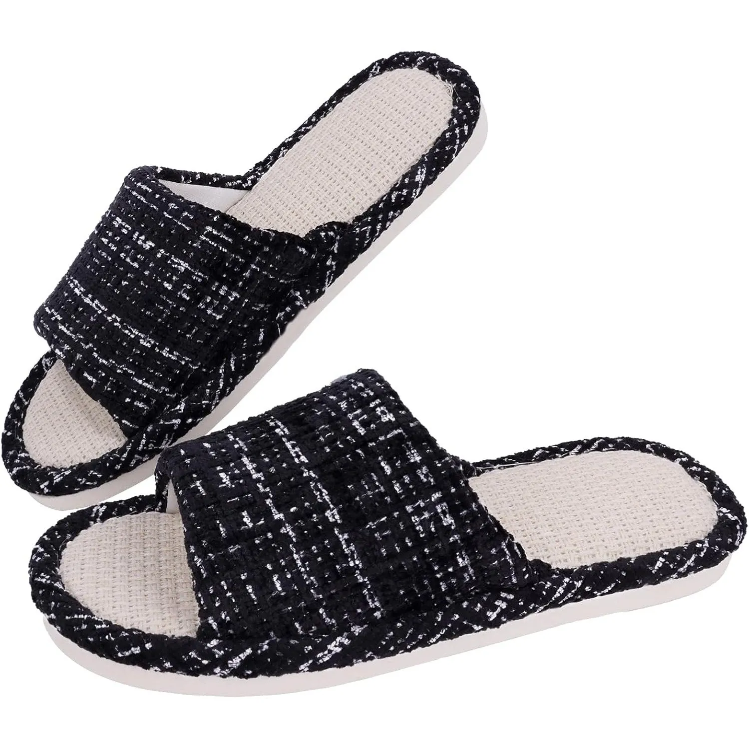 YURTKUMAS Linen Slipper- Unisex Open Toe Non-Slip Indoor/Outdoor Slippers for Men and Women, All-Weather Comfort for Four Seasons