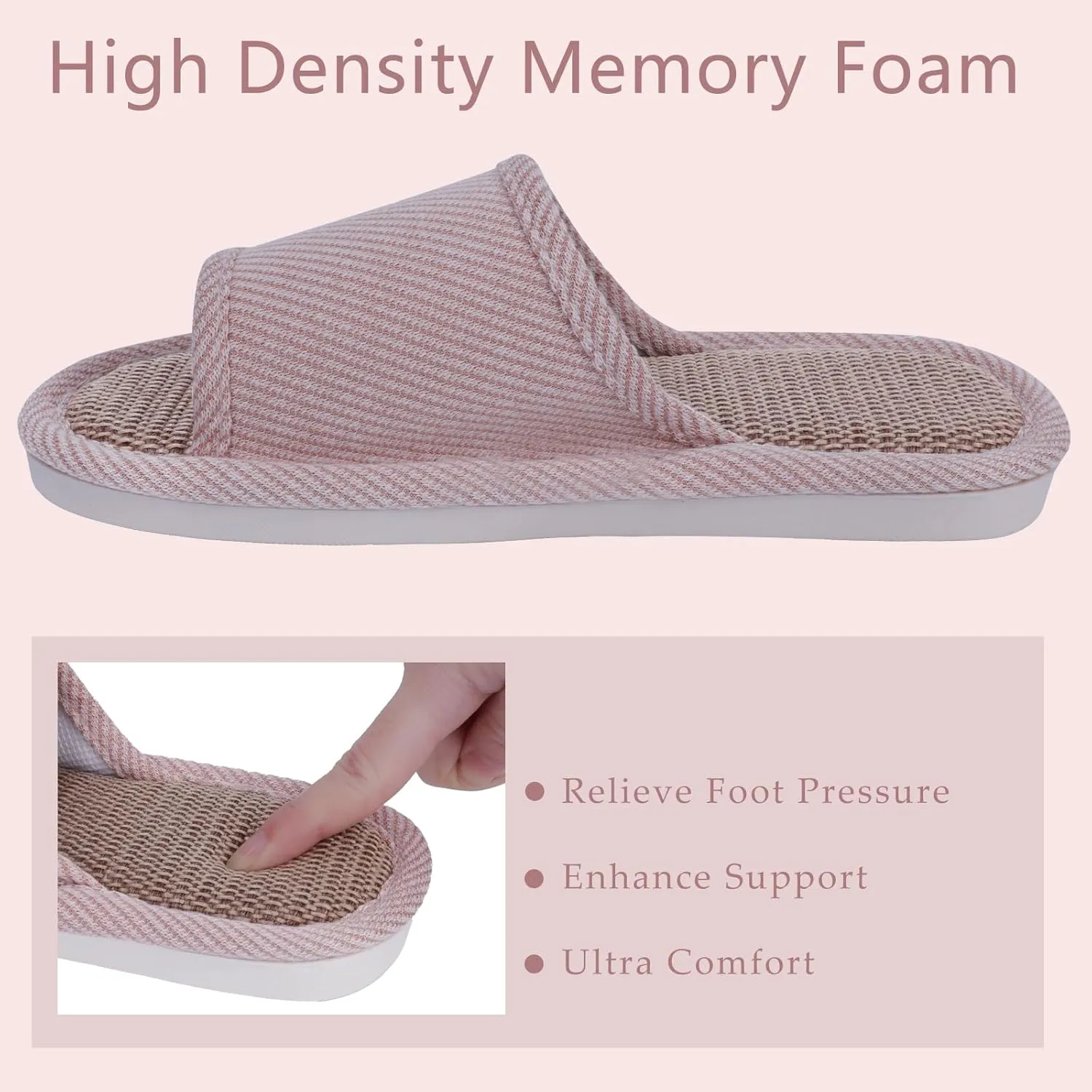 YURTKUMAS Linen Slipper- Unisex Open Toe Non-Slip Indoor/Outdoor Slippers for Men and Women, All-Weather Comfort for Four Seasons