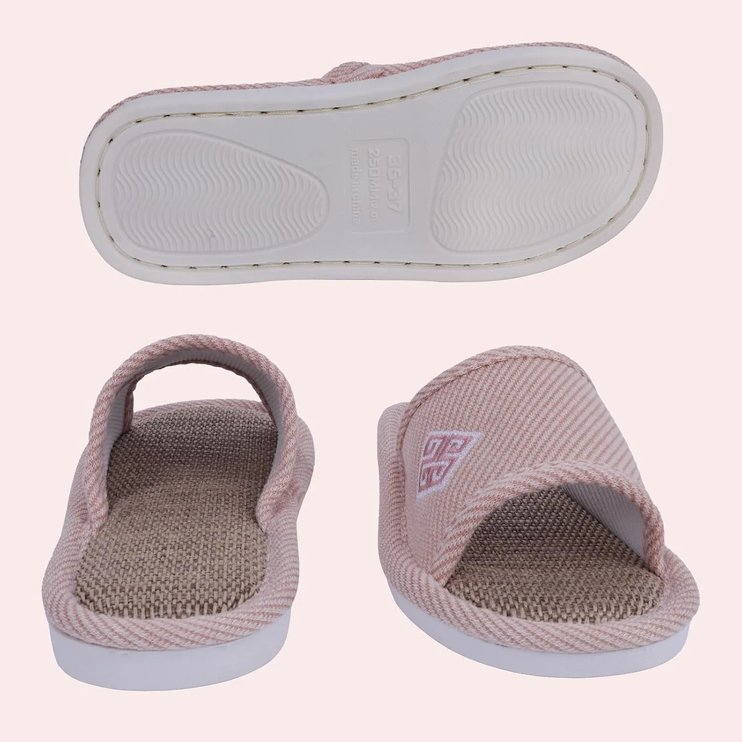 YURTKUMAS Linen Slipper- Unisex Open Toe Non-Slip Indoor/Outdoor Slippers for Men and Women, All-Weather Comfort for Four Seasons