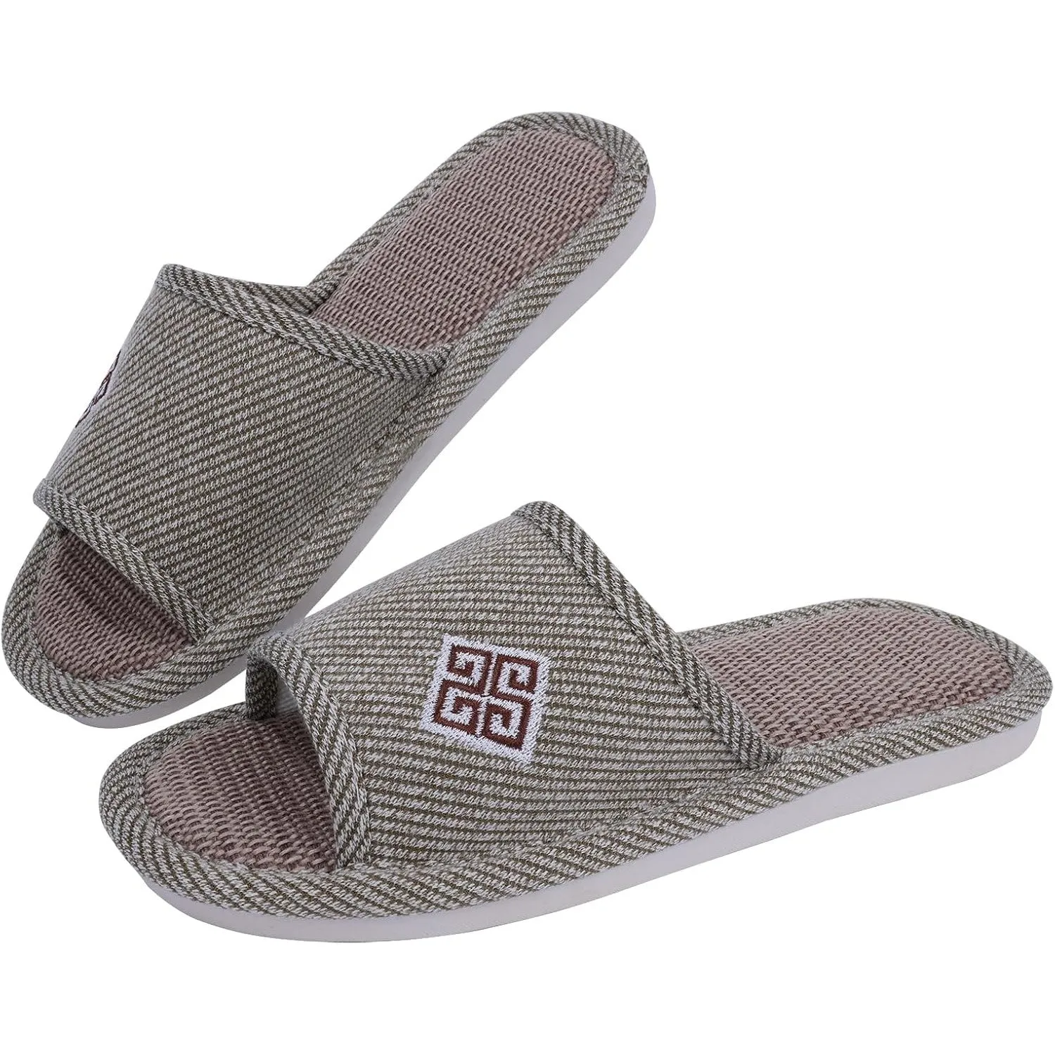 YURTKUMAS Linen Slipper- Unisex Open Toe Non-Slip Indoor/Outdoor Slippers for Men and Women, All-Weather Comfort for Four Seasons