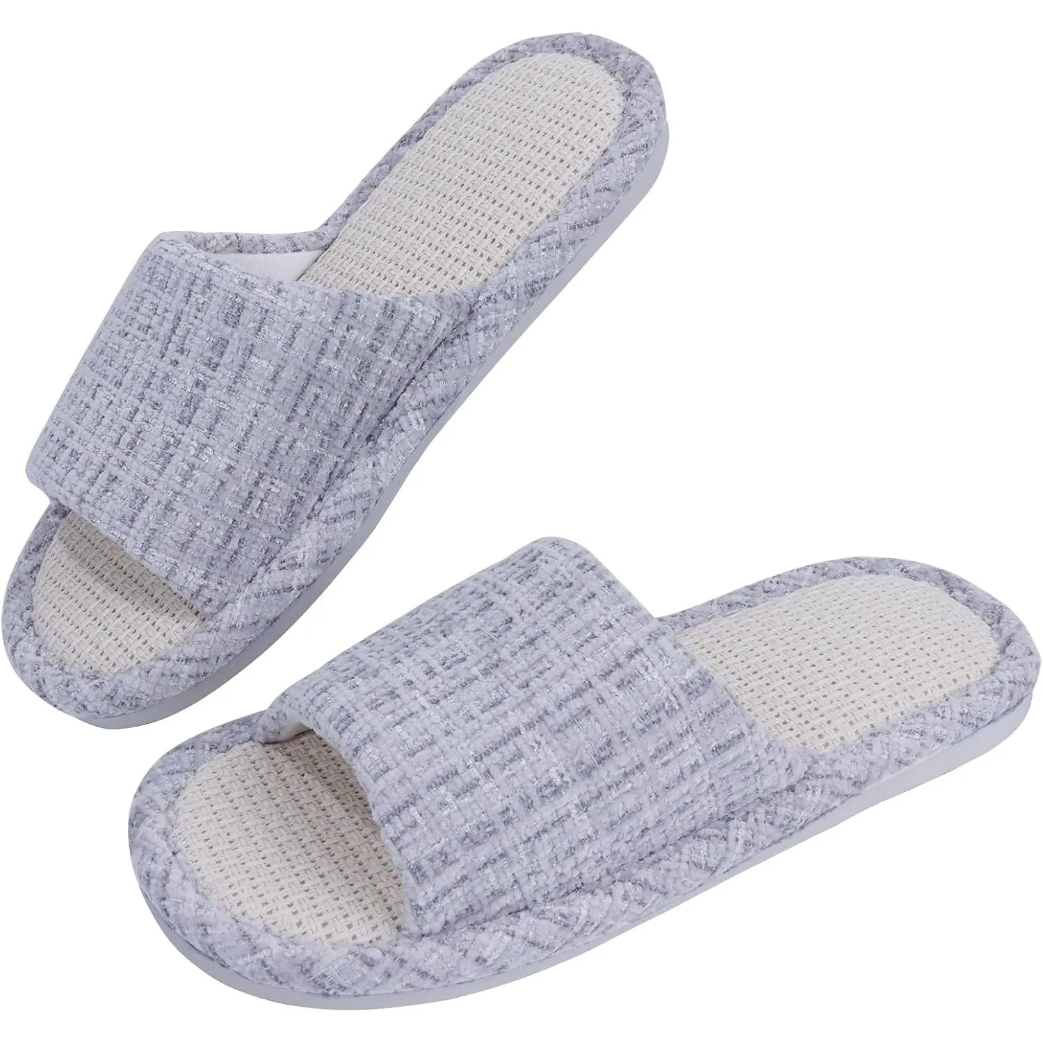 YURTKUMAS Linen Slipper- Unisex Open Toe Non-Slip Indoor/Outdoor Slippers for Men and Women, All-Weather Comfort for Four Seasons
